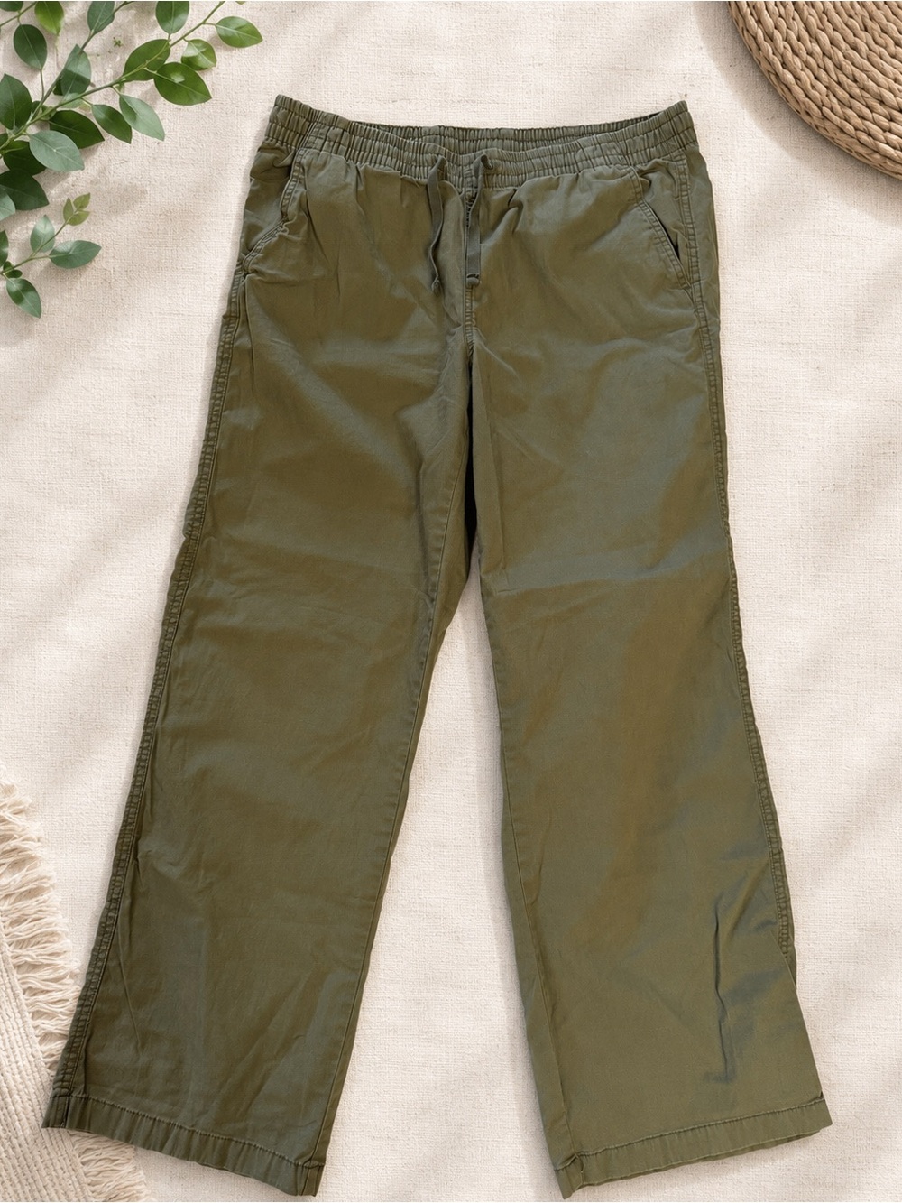 L.L.Bean Favorite Fit Olive Cotton Pants Size 12